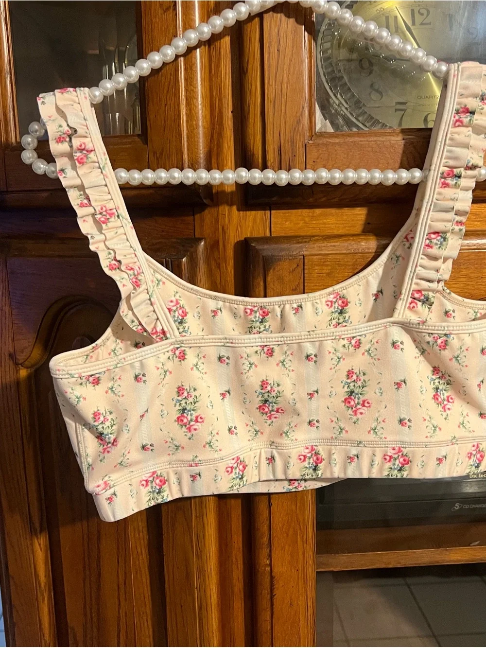 LoveShackFancy Pink & Cream Floral Ruffle Sport Top